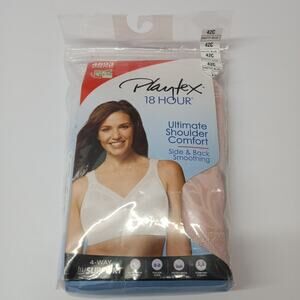 Playtex Bra 18‎ Hour Ultimate Shoulder Comfort Wirefree Straps 42C Pretty Blush